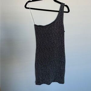 Fashion Nova One Shoulder Metallic Dress